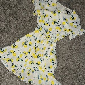 nwt banana republic lemon ruffle dress sz 0p